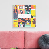 アフリカの象徴芸術コラージュ キャンバスプリント (インサイチュ (リビング))