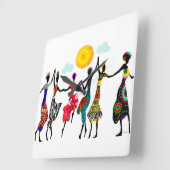 アフリカの賞賛のダンス スクエア壁時計 (傾斜)