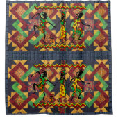 アフリカの赤い祝青のショーカーテン シャワーカーテン (正面)