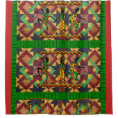 アフリカの赤い緑祝のショーカーテン シャワーカーテン (正面)