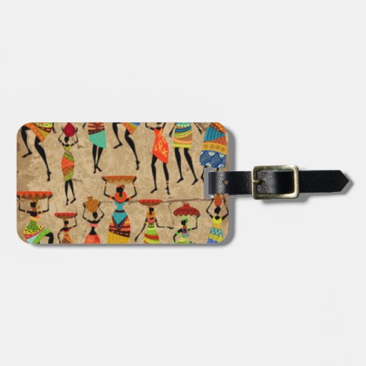 アフリカの踊りの女性 ラゲッジタグ (正面横)