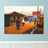 アフリカの通り2油On Canvas by Mojisola A キャンバスプリント (インサイチュ (ウッドフロア))