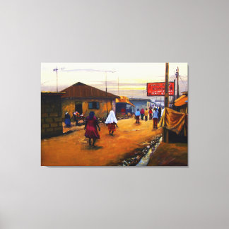 アフリカの通り2油On Canvas by Mojisola A キャンバスプリント