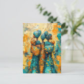 アフリカの運女性の子ども ポストカード (スタンド正面)