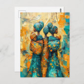 アフリカの運女性の子ども ポストカード (正面/裏面)