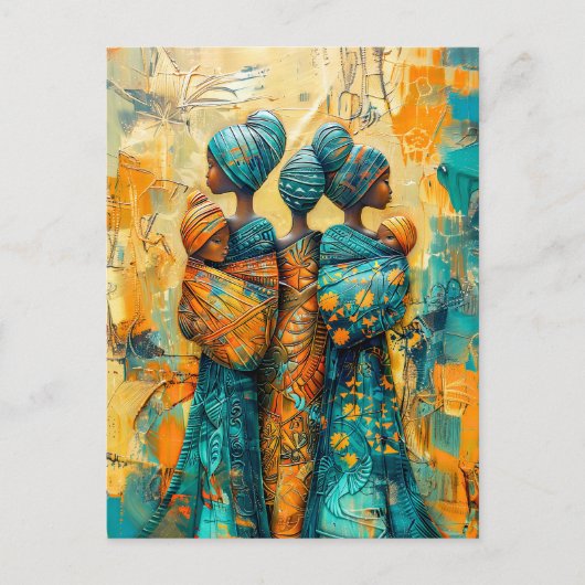 アフリカの運女性の子ども ポストカード (正面)