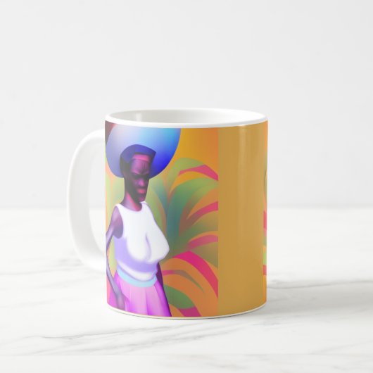 アフリカの運老婦人の頭の上の花瓶 コーヒーマグカップ (正面左)