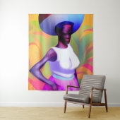 アフリカの運老婦人の頭の上の花瓶 タペストリー (インサイチュ)