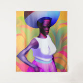 アフリカの運老婦人の頭の上の花瓶 タペストリー (正面)