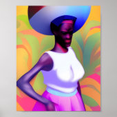 アフリカの運老婦人の頭の上の花瓶 ポスター (正面)