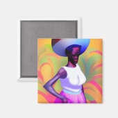 アフリカの運老婦人の頭の上の花瓶 マグネット (正面/裏面)