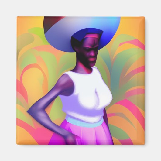 アフリカの運老婦人の頭の上の花瓶 マグネット (正面)