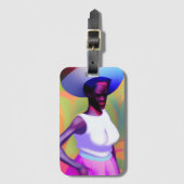 アフリカの運老婦人の頭の上の花瓶 ラゲッジタグ (正面縦)