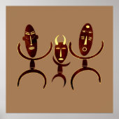 アフリカの部族のダンスシーンの岩の彫刻 ポスター (正面)