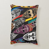 アフリカの部族のマスクカラフルアクセント枕 アクセントクッション (裏面(縦))