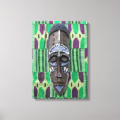 アフリカの部族のマスクグリーンパープルキャンバス印刷 キャンバスプリント (正面)