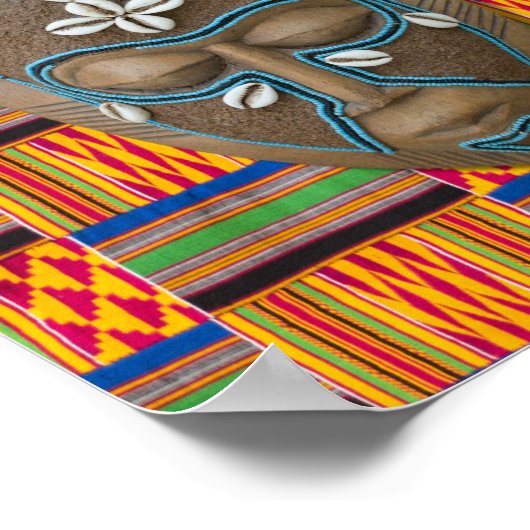 アフリカの部族のマスクコーリーシェルオレンジグリーン ポスター (角)