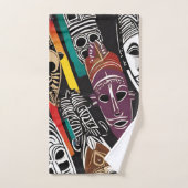 アフリカの部族の仮面カラフル バスタオルセット (ハンドタオル)