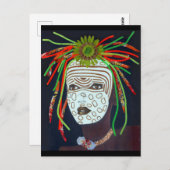 アフリカの部族の女の子 – -オリジナルコラージュポートレート ポストカード (正面/裏面)