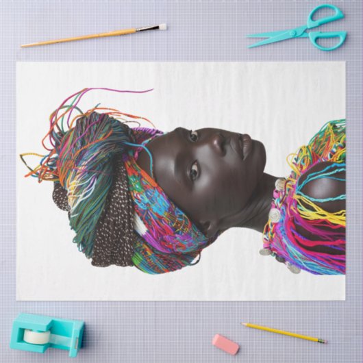 アフリカの部族の女性の美しいヘアドレを切り離す 薄葉紙 (クラフト)