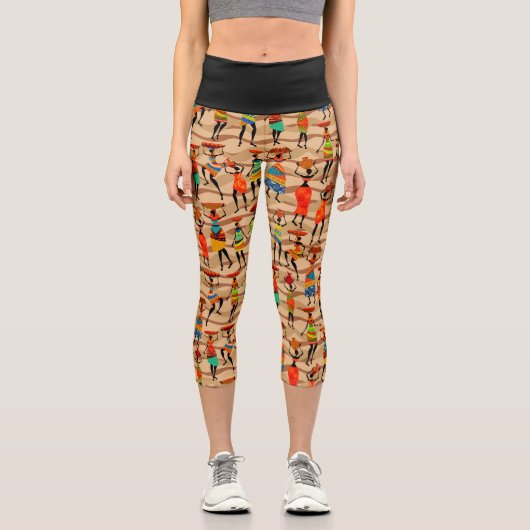 アフリカの部族の女性パターン カプリレギンス (正面)