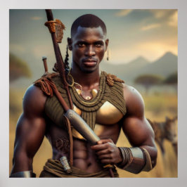 アフリカの部族の戦士ウォールアート ポスター