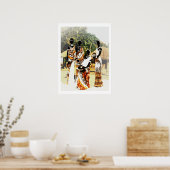 アフリカの部族の村の女性 ポスター (キッチン)