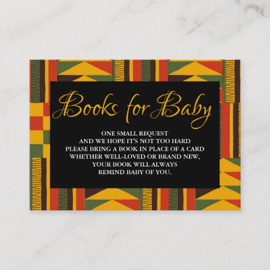 アフリカの部族の赤ちゃんシャワーブックリクエストエンクロージャ エンクロージャーカード (正面)