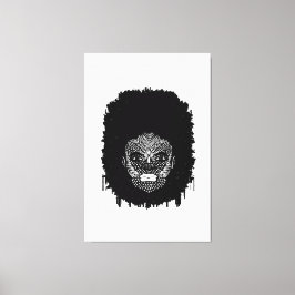 アフリカの部族の顔標識を持つ黒人女性 キャンバスプリント