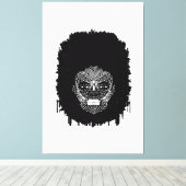 アフリカの部族の顔標識を持つ黒人女性 キャンバスプリント (インサイチュ (ウッドフロア))