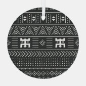 アフリカの部族アート：幾何学白黒 ガラスオーナメント (裏面)
