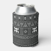 アフリカの部族アート：幾何学白黒 缶クーラー (缶正面)