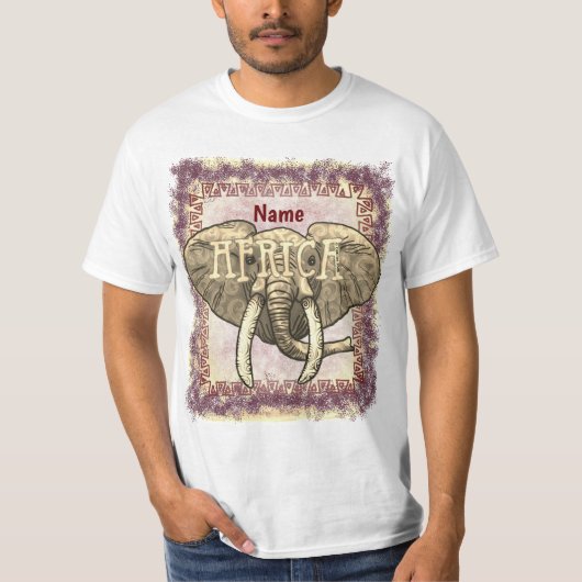 アフリカの部族ゾウTシャツ Tシャツ (正面)