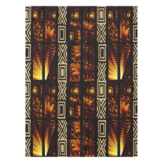 アフリカの部族タペストリーのモチーフ テーブルクロス (正面)