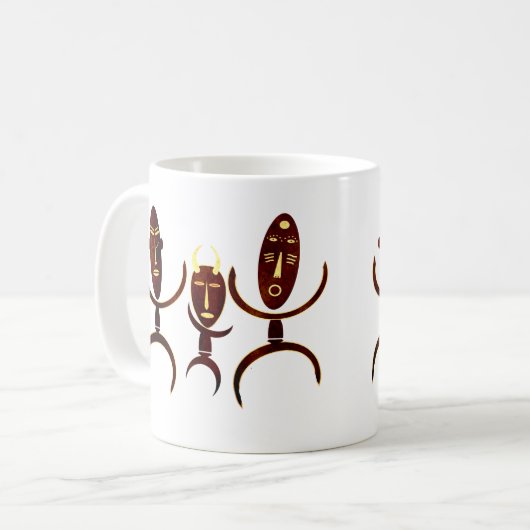 アフリカの部族ダンスシーンの岩彫り コーヒーマグカップ (正面左)