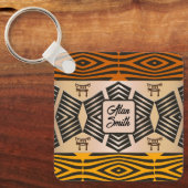 アフリカの部族パターンのキーチェーン キーホルダー (正面)