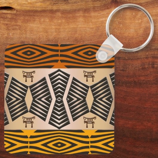 アフリカの部族パターンのキーチェーン キーホルダー (裏面)