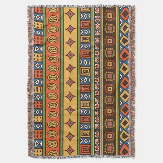 アフリカの部族パターンのホームオフィスの装飾 スローブランケット (正面縦)