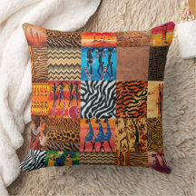 アフリカの部族パターンをテーマにした装飾用クッション