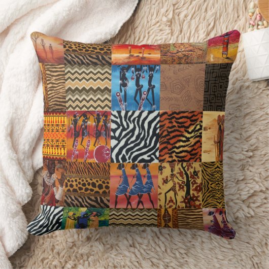 アフリカの部族パターンをテーマにした装飾用クッション クッション (ブランケット)