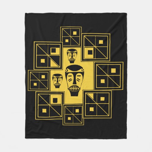 アフリカの部族パターン フリースブランケット (正面)
