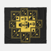 アフリカの部族パターン フリースブランケット (正面(横))