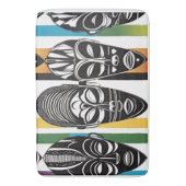 アフリカの部族マスクカラフルストライプ バスマット (正面縦)