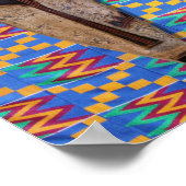 アフリカの部族マスクブルーイエローオレンジケンテ ポスター (角)