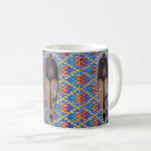 アフリカの部族マスクブルーイエローケンテコーヒーマグ コーヒーマグカップ (正面右)