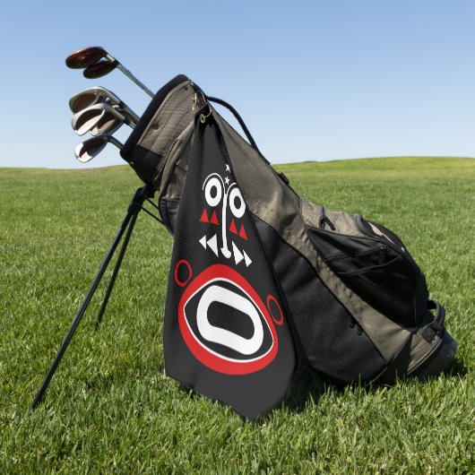 アフリカの部族マスク ゴルフタオル (グリーン)