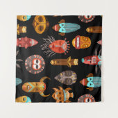 アフリカの部族マスク タペストリー (正面(横))