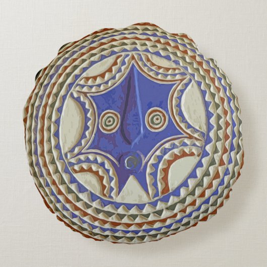 アフリカの部族マスク ラウンドクッション (裏面)