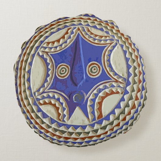 アフリカの部族マスク ラウンドクッション (裏面)