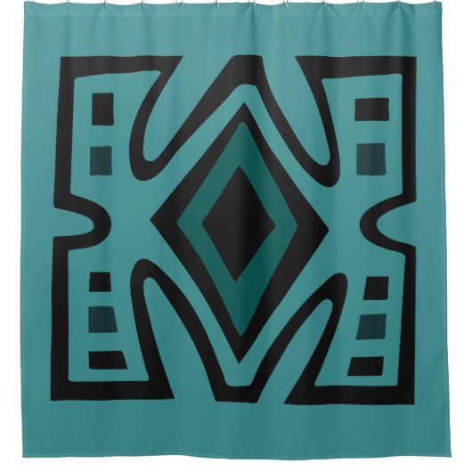 アフリカの部族モダン模様 シャワーカーテン (正面)